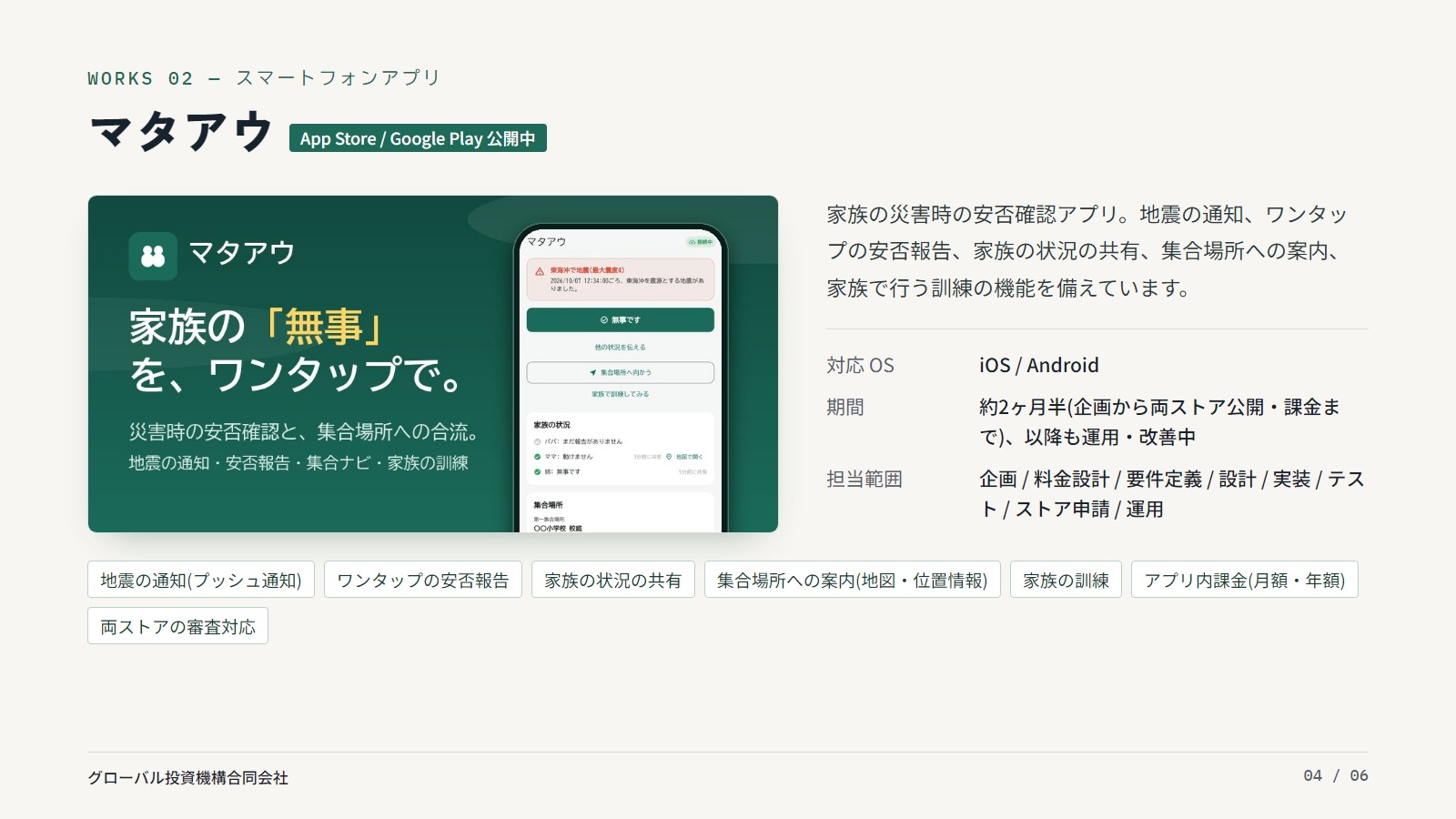 グローバル投資機構合同会社 - 受託開発のご案内 - {(3 + 1)}ページ目