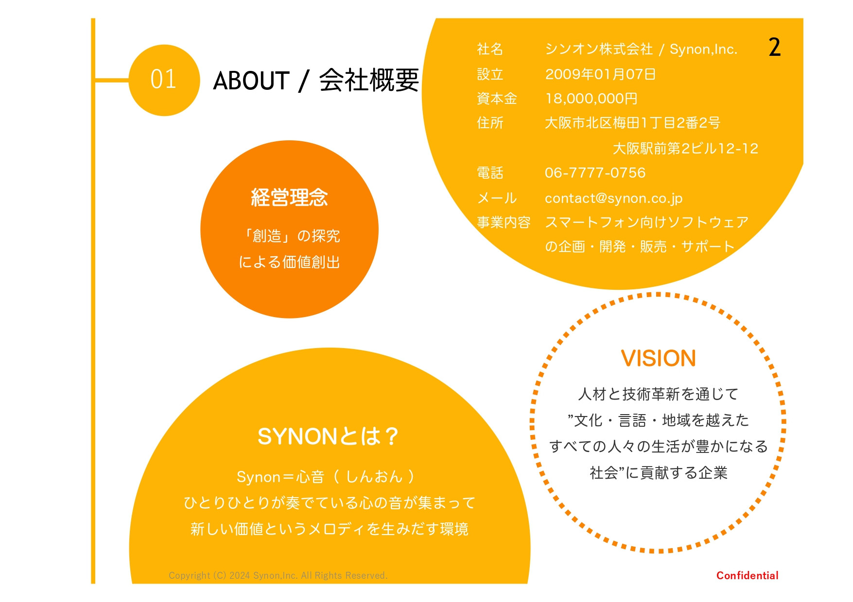 シンオン株式会社 - 会社案内 - {(2 + 1)}ページ目
