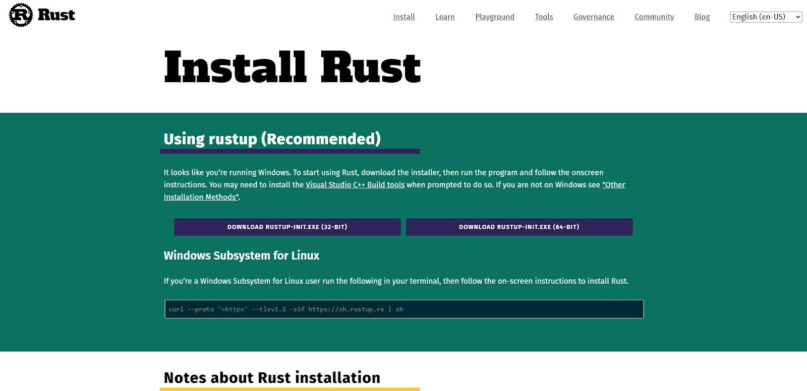 アプリ開発の言語Rustのインストール方法
