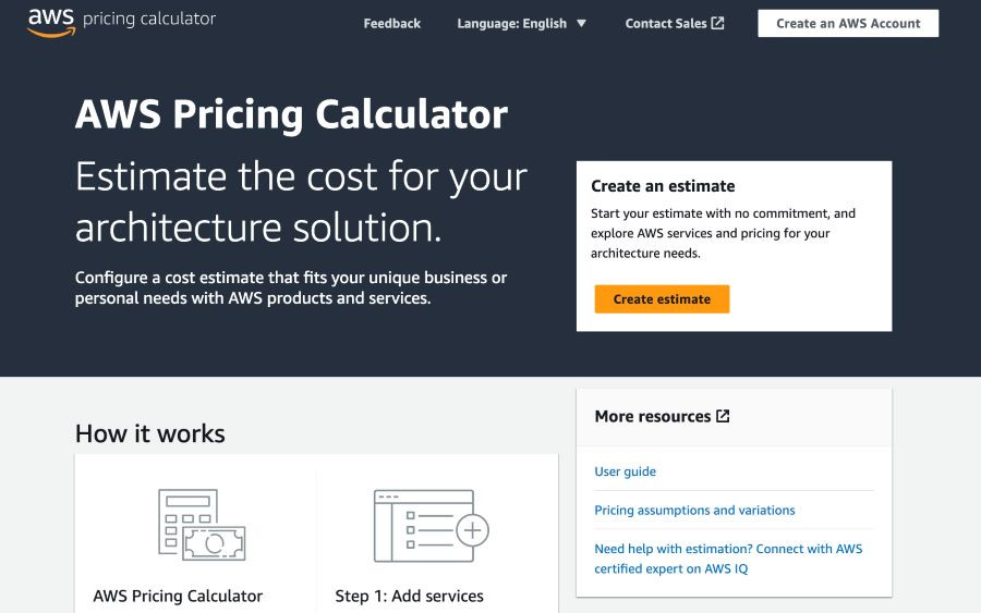 AWS pricing Calculator