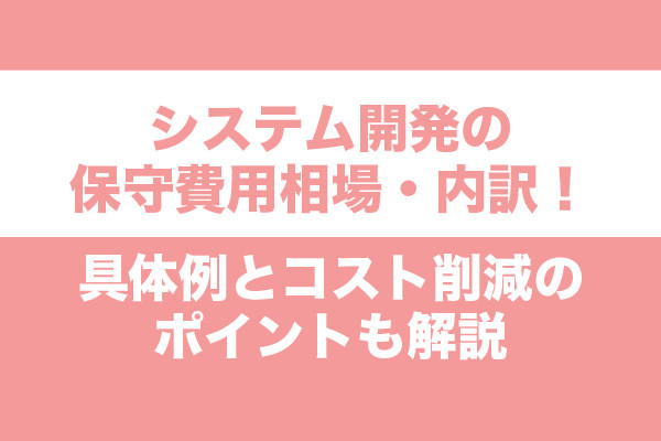 システム開発の保守費用相場・内訳！具体例とコスト削減のポイントも解説